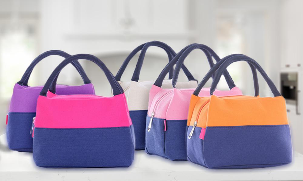 Bright, thermal, zip up lunch bag, available in a variety of colours
