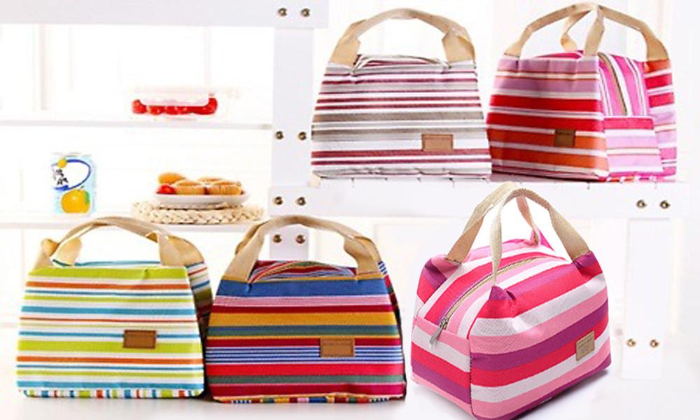 Striped Thermal Lunch Bag